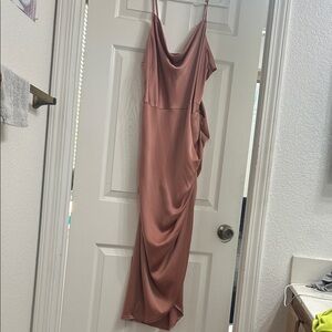 Elegant Pink Draped Women's Dress